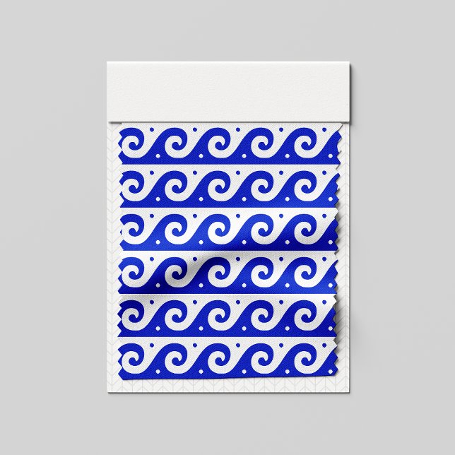 Tissu Fret grec, Motif d'onde méditerranéen, Bleu (Créateur téléchargé)