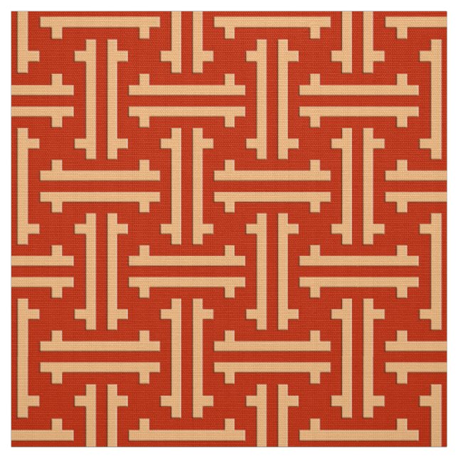 Tissu Frette chinoise d'art déco, mandarine (Échantillon)