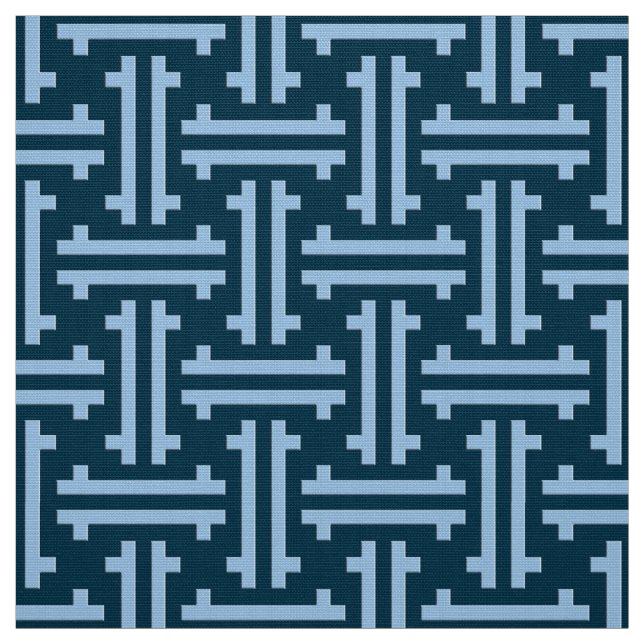 Tissu Frette d'art déco, indigo et bleu de ciel chinois (Échantillon)