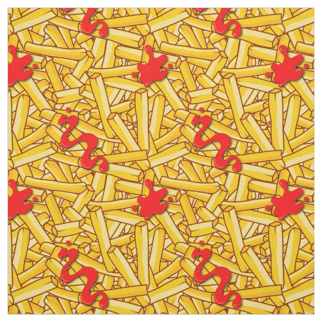 Tissu Fries Françaises Avec Sauce Rouge Drôle (Échantillon)