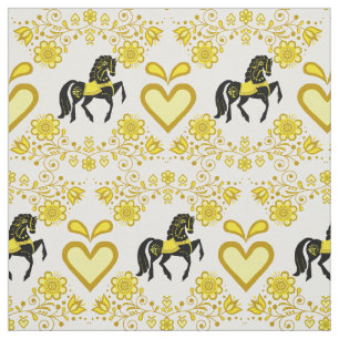 Tissu Friesienne/frisonne Chevalier folklorique or/noir