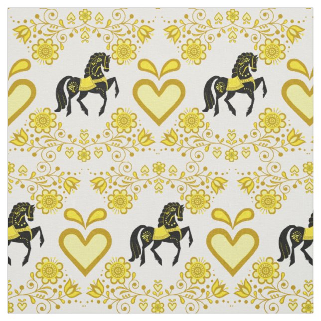 Tissu Friesienne/frisonne Chevalier folklorique or/noir  (Échantillon)