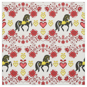 Tissu Frise/Frise Folk rouge/or/noir, coeurs, 4 pouces