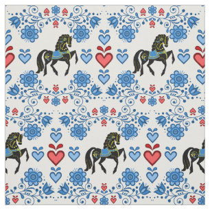 Tissu Frise/Frisian Folk bleu/or/noir,coeurs, 4 pouces