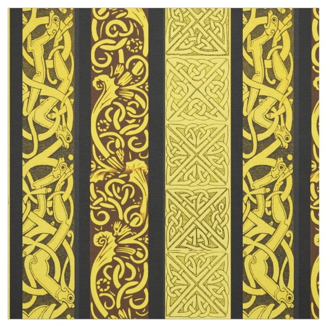 Tissu Frontières celtiques en or (Échantillon)