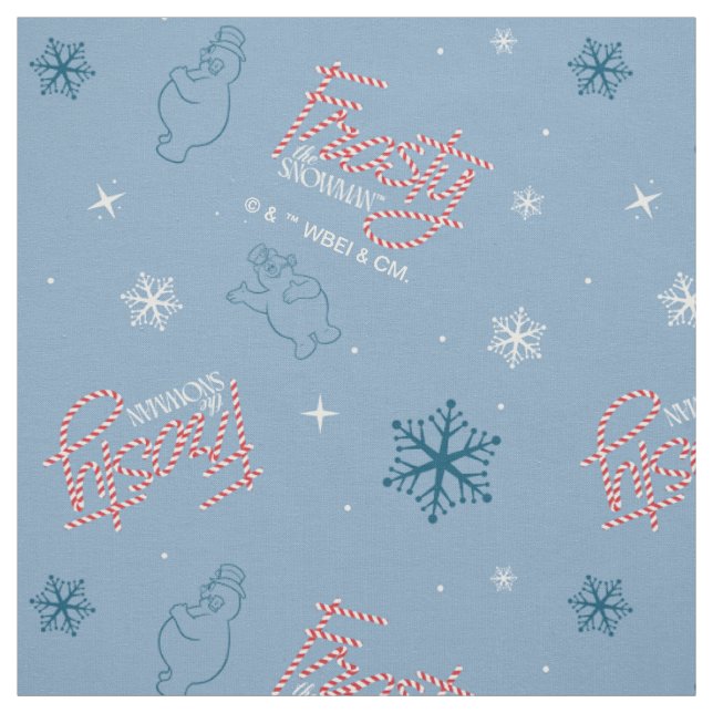 Tissu Frosty Snowman Blue Snowflake Motif (Échantillon)