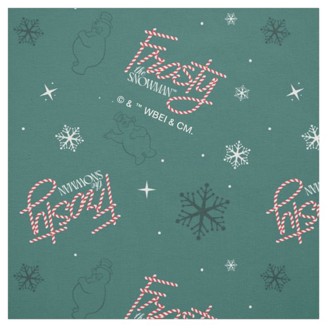 Tissu Frosty Snowman Green Snowflake Motif (Échantillon)