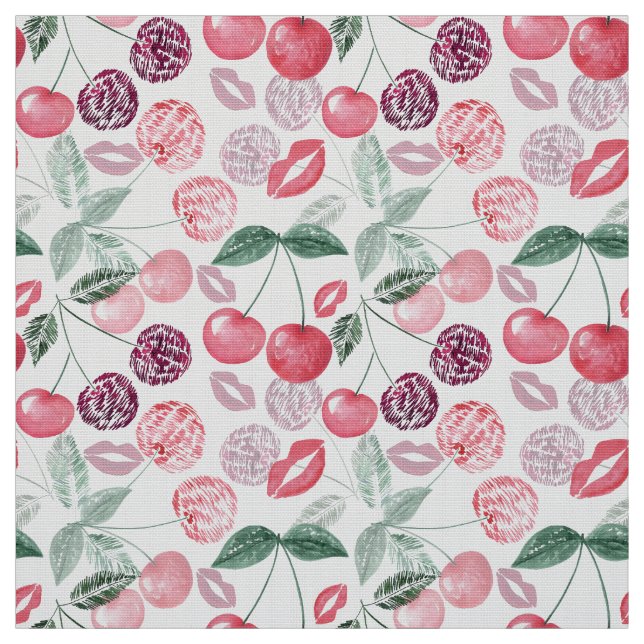 Tissu Fruit de cerise rouge élégant (Échantillon)