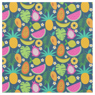 Tissu Fruits de banane ananas tropicale pastèque
