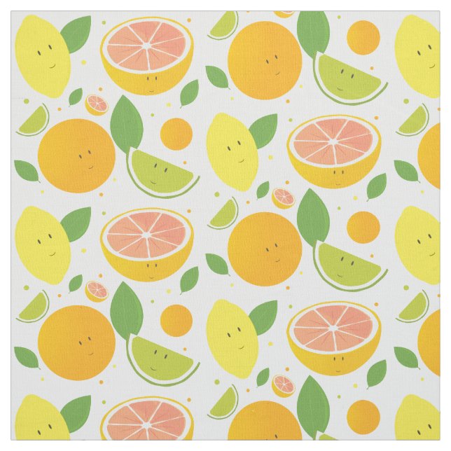 Tissu Fruits de caricature Citron citron citron citron c (Échantillon)