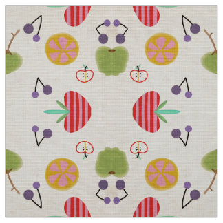 Tissu Fruits de Pomme Cerise Myrtille