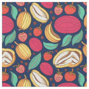 Tissu Fruits multicolores sur un arrière - plan bleu