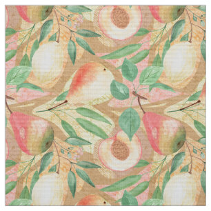 Tissu Fruits, pêches, poires, citrons, aquarelle
