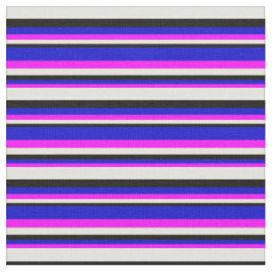 Tissu Fuchsia, Bleu, Noir et Jaune clair