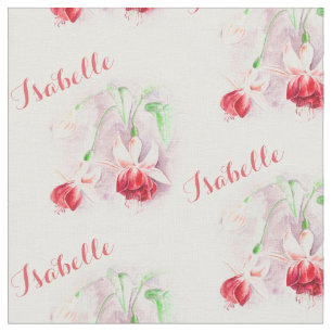 Tissu Fuchsia botanique rouge nom d'aquarelle