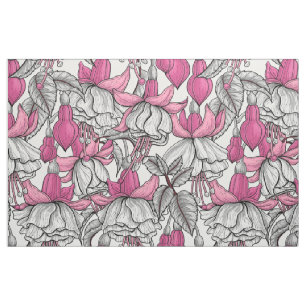 Tissu Fuchsia en blanc et rose