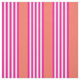 Tissu Fuchsia et corail vivant cinq bandes motif