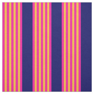 Tissu Fuchsia et rayures jaunes avec bleu marine