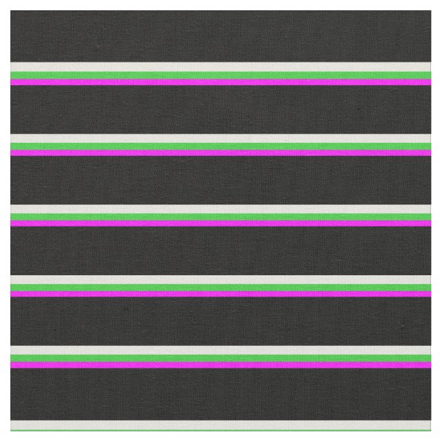 Tissu Fuchsia, Lime Green, Beige & Black Lines Motif (Fermer)