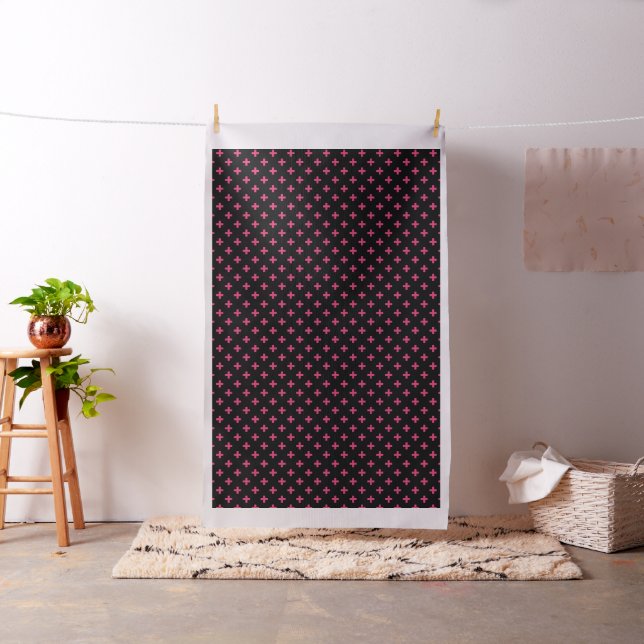 Tissu Fuchsia polka croise sur noir (In Situ)