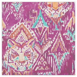 Tissu Fuchsia tribal d'aquarelle de prouesse de tigre