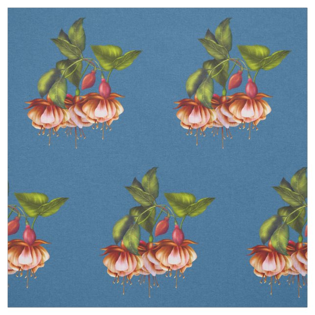 Tissu Fuchsias et colibri tropicaux peints (Échantillon)
