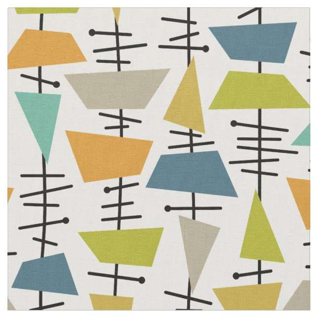 Tissu Fun Colorful Abstract Geometric Mid Century Retro (Fermer)