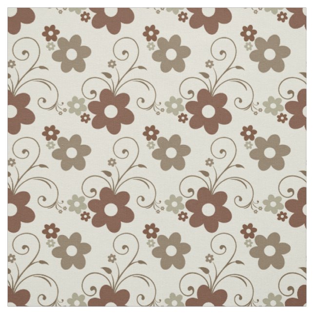 Tissu Fun Floral Retro Beige (Échantillon)