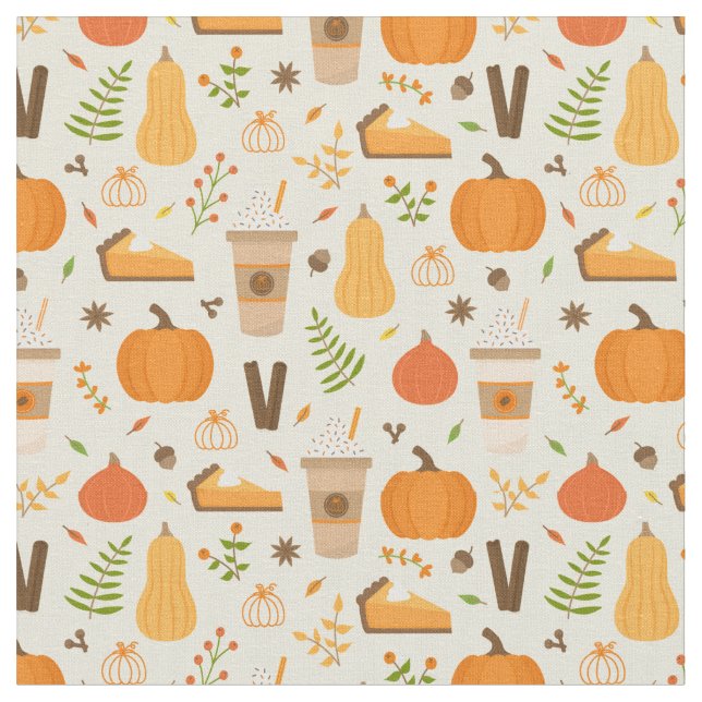 Tissu Fun Orange Fall Motif (Fermer)