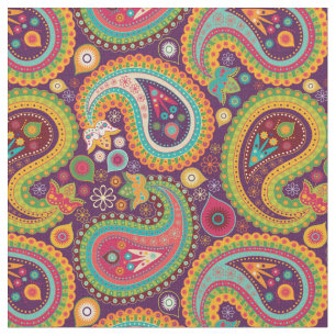 Tissu Fun Paisley Boho Coloré Floral