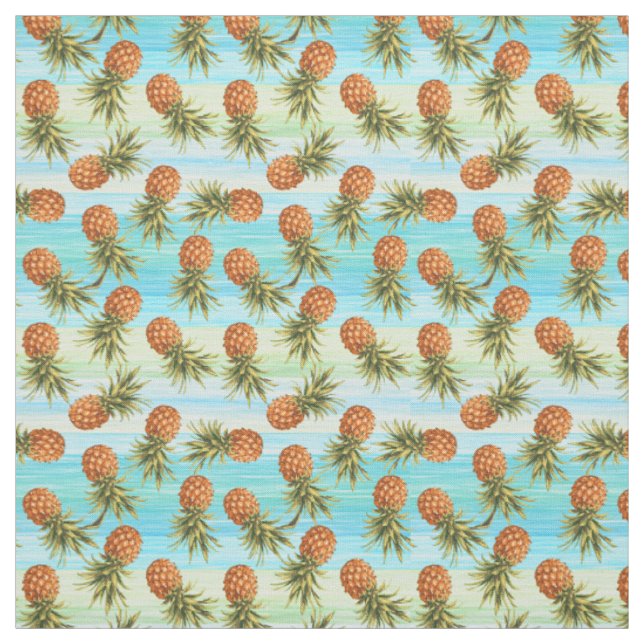 Tissu Fun Pineappy Fruit Motif Aquarelle Art Gris (Échantillon)