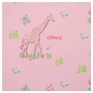 Tissu Fun Whimsy Pink Patternes Giraffes Personnalisé