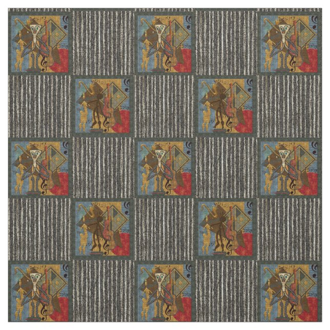 Tissu Funky Hot Jazz sur Grungy Stripes Cotton Twill 58" (Échantillon)