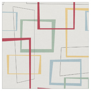 Tissu Funky rétro Carrés Abstraits du milieu du siècle