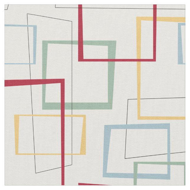 Tissu Funky rétro Carrés Abstraits du milieu du siècle (Fermer)