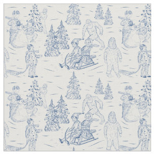 Tissu Funky Yeti Monsters Antique Motif de Toile d'hiver
