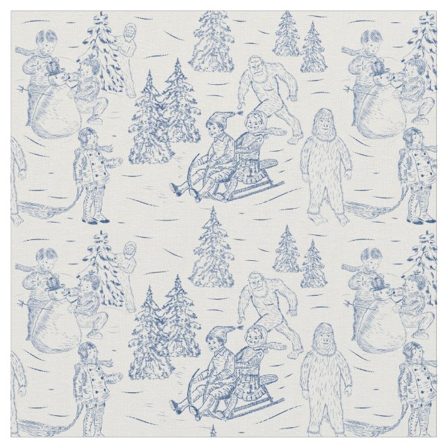 Tissu Funky Yeti Monsters Antique Motif de Toile d'hiver (Fermer)