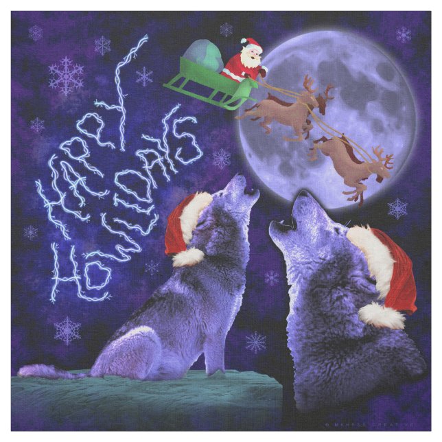 Tissu Funny Christmas Howlidays Wolf Pun Humour (Échantillon)