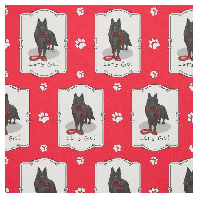 Tissu Funny Let's Go! Walk Belgian Sheepdog (black 1) (Échantillon)