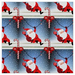 Tissu Funny Santa Claus livre Sucre de canne cadeaux