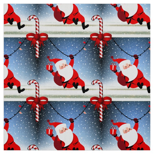 Tissu Funny Santa Claus livre Sucre de canne cadeaux (Échantillon)