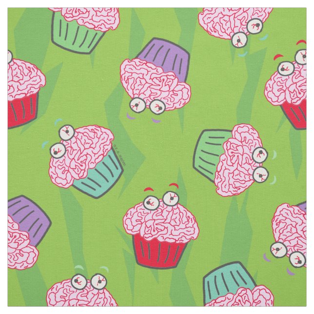 Tissu Funny Zombie Cerveaux Motif Cupcake (Échantillon)