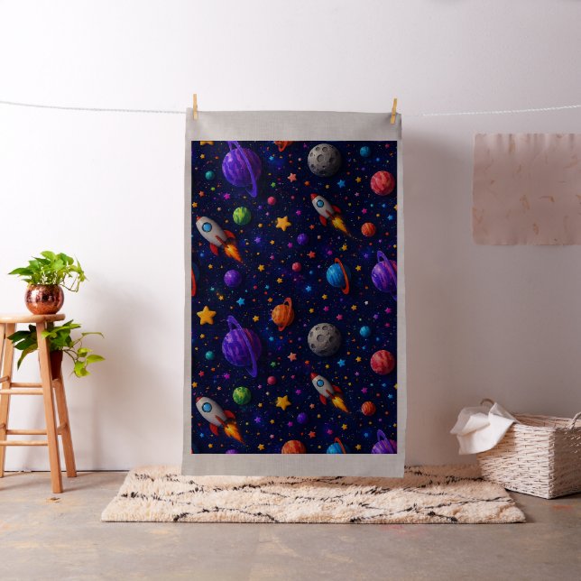 Tissu Fusées d'aventure spatiale classique, planètes et  (In Situ)