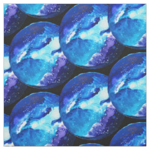 Tissu Galaxie de la planète bleue aquarelle art