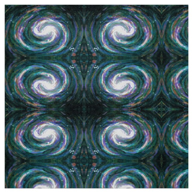 Tissu Galaxie spirale dans l'espace, vert foncé et viole (Échantillon)