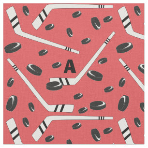 Tissu Galets et bâtons d'hockey