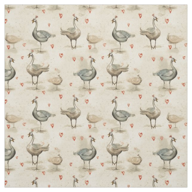 Tissu Gander bizarre : Oies blanches (Échantillon)