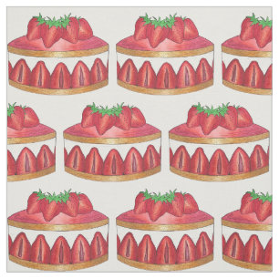 Tissu Gâteau Fraisier Fraise Rose Chef Pâtissier Françai