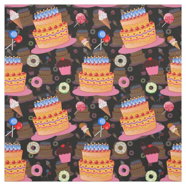 Tissu Gâteaux Et Pâtisserie Noir (Échantillon)