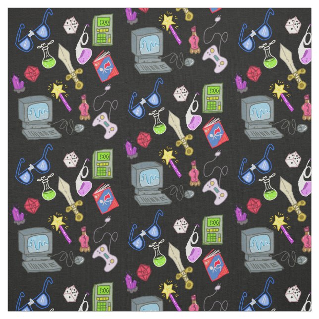 Tissu Geeky ringard d'illustration de bande (Échantillon)